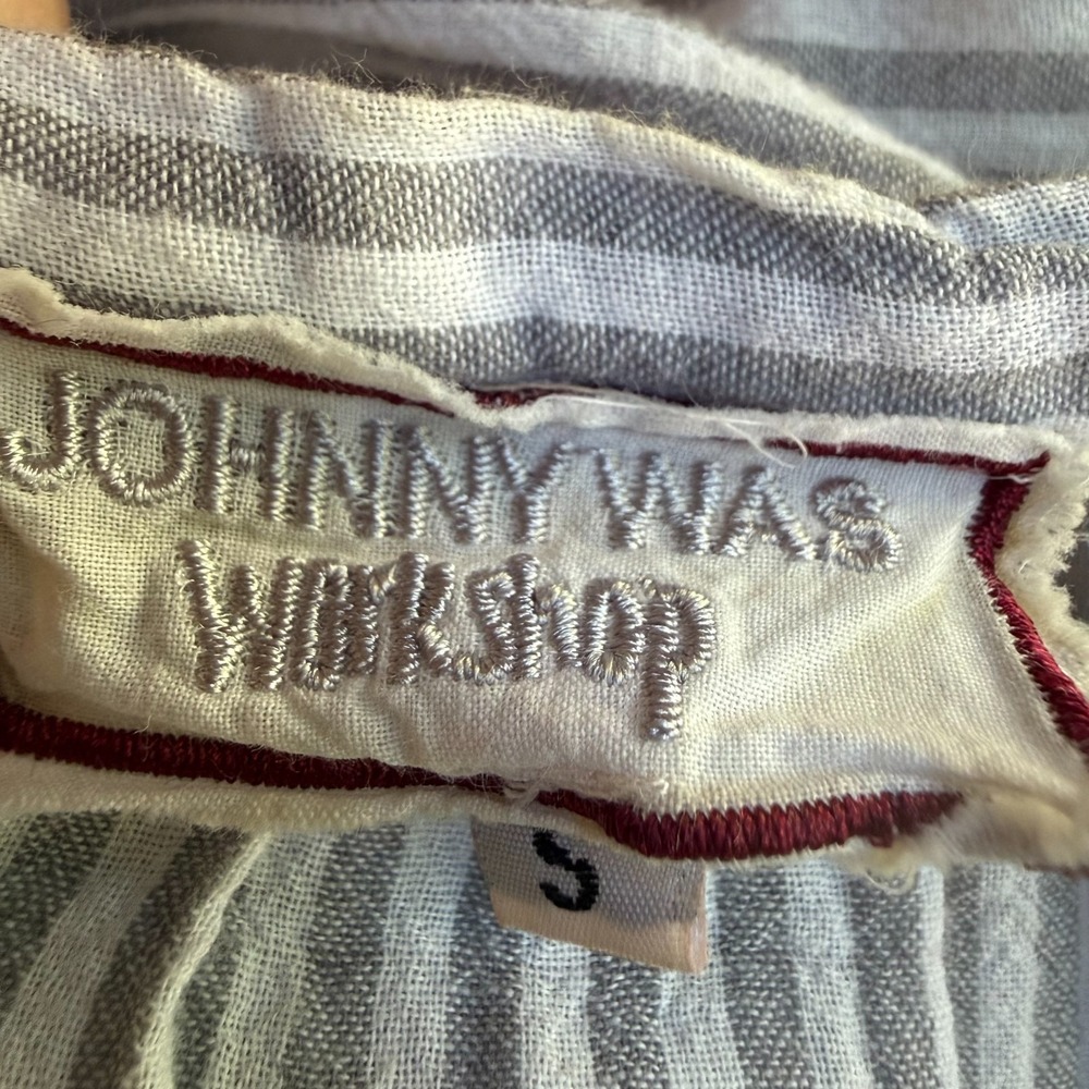 Johnny Was Embroidered Artemis Peasant Top Sz S 42" Bust Striped Art to Wear - Picture 11 of 12
